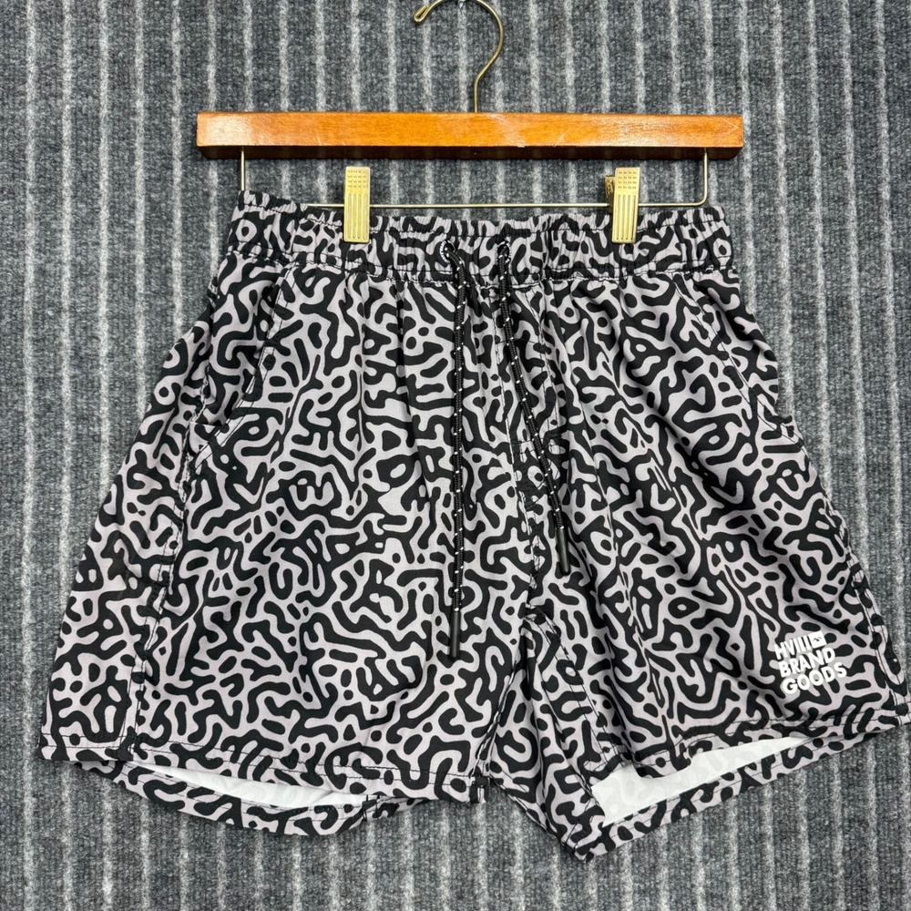 HVIII Brand Goods Mens GOAT Shorts Medium Grey Black Abstract Squiggle Athletic